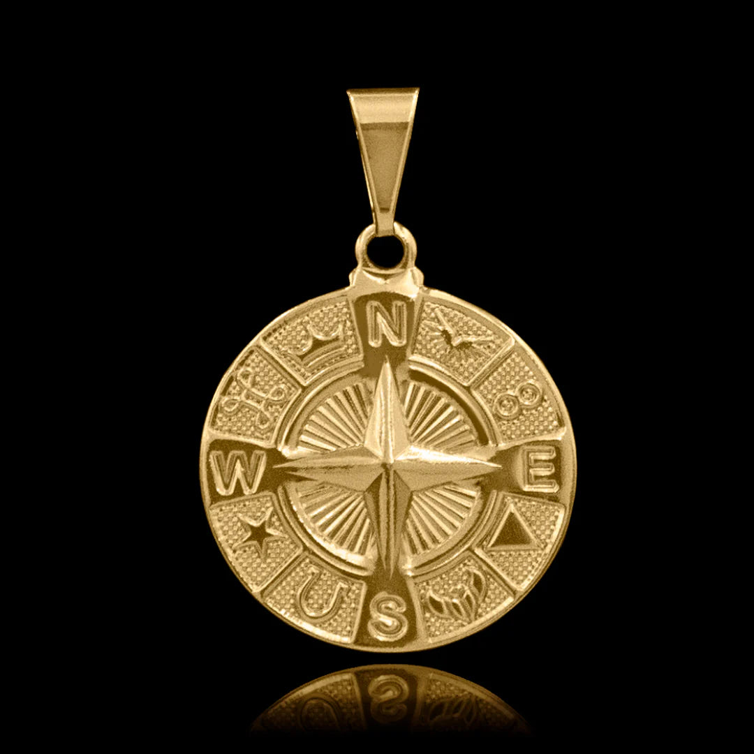 Pingente Rosa dos Ventos Banhado a Ouro 24k