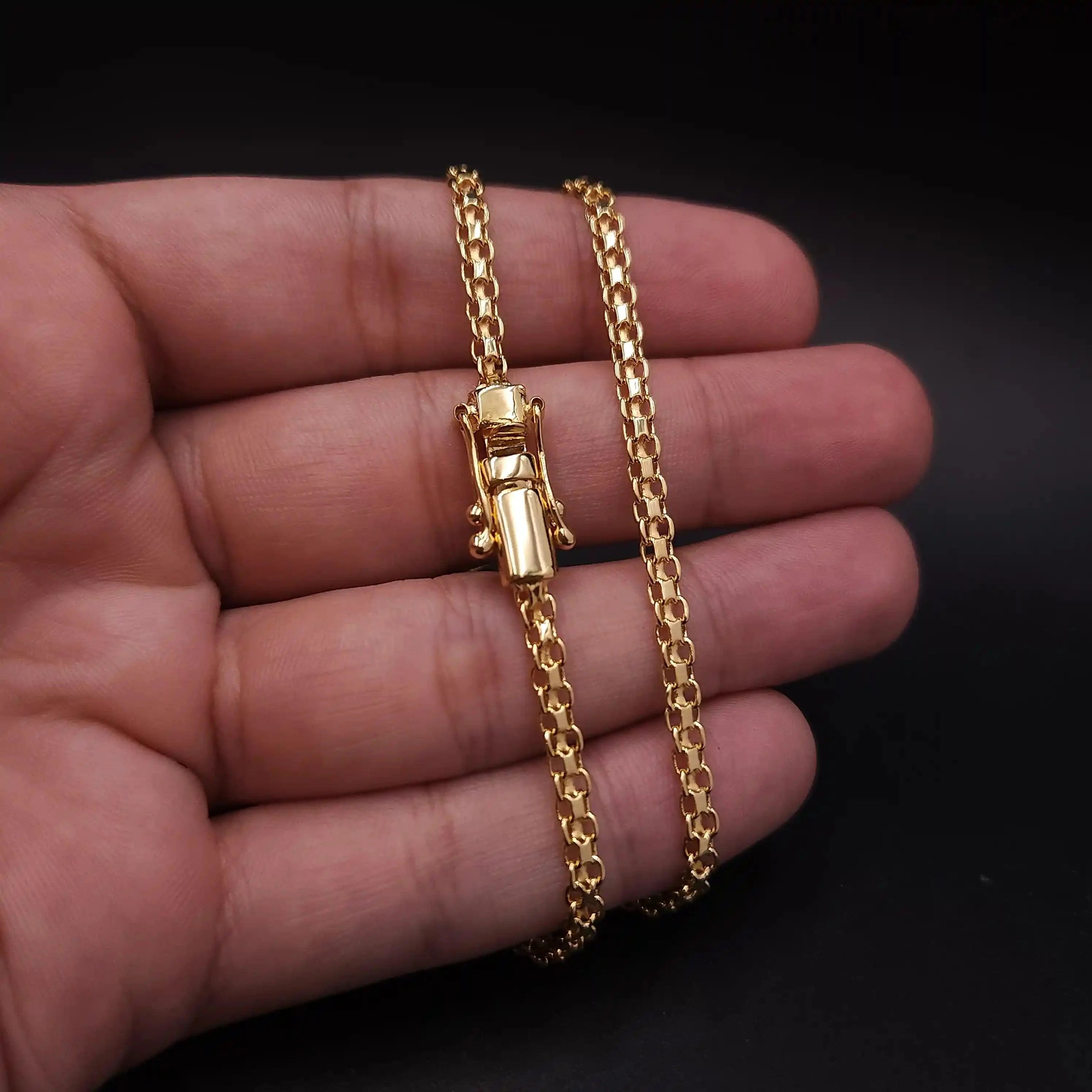 Corrente Cadeado Duplo 3,5mm Banhado a Ouro 24k