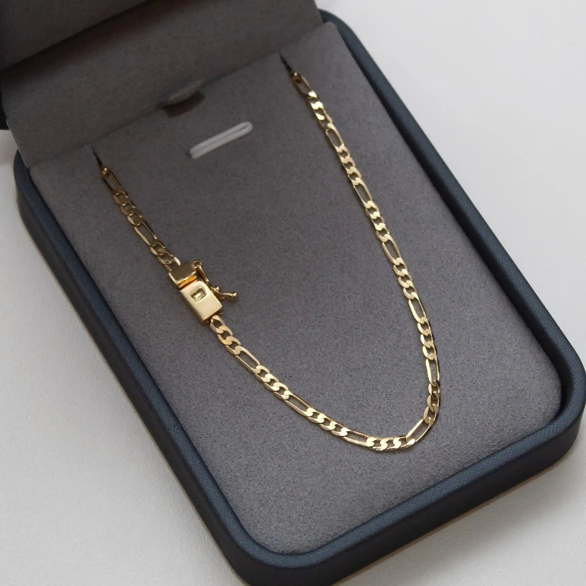 Corrente Fígaro 3mm Banhado a Ouro 24k