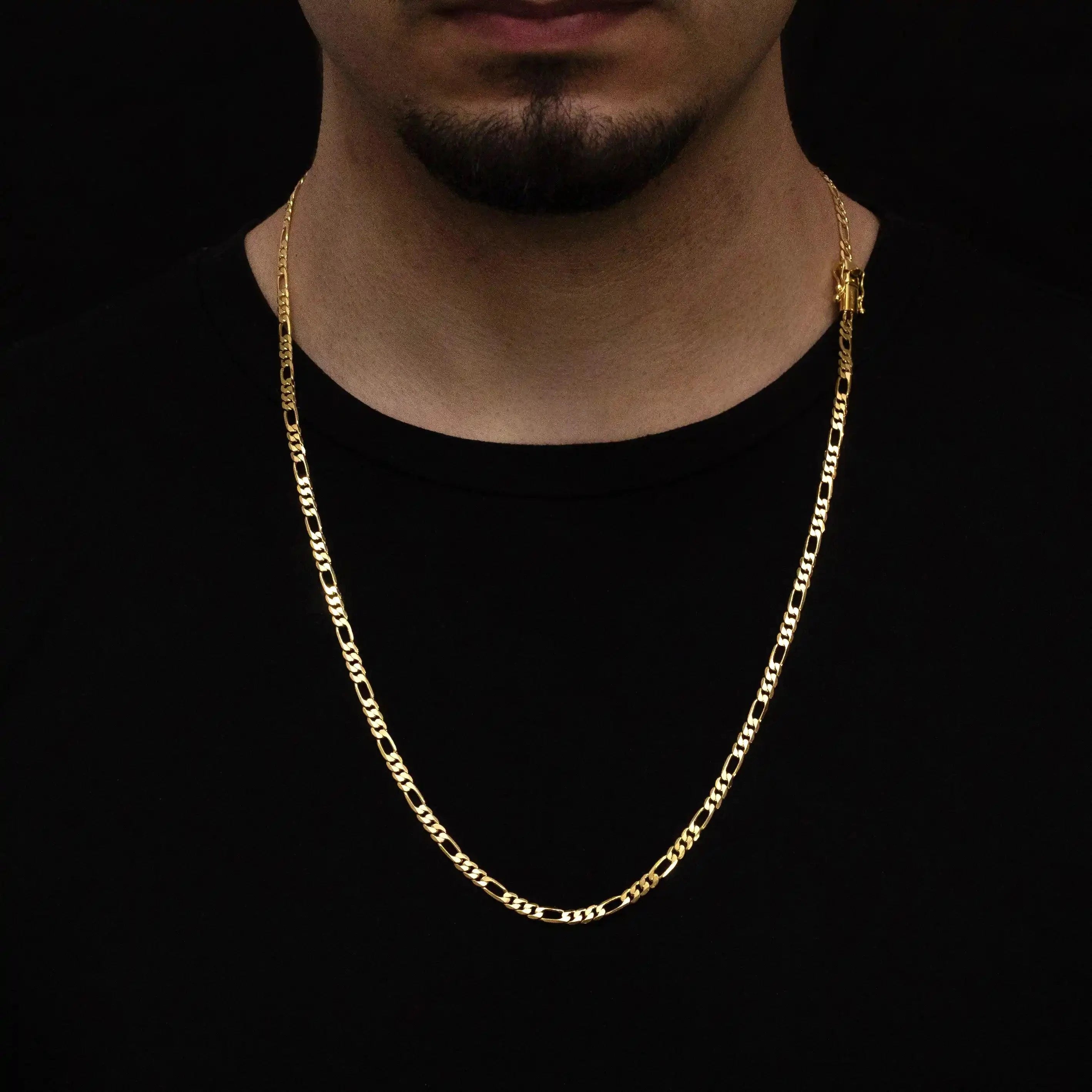 Corrente 3x1 Fígaro 4mm Banhado a Ouro 24k