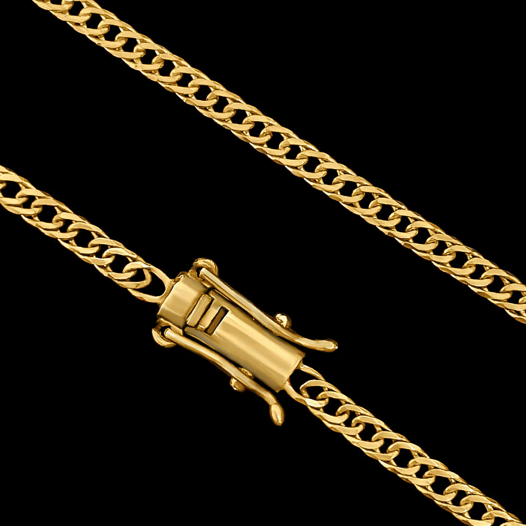 CORRENTE GRUMET DUPLO 3MM BANHADO A OURO 24K