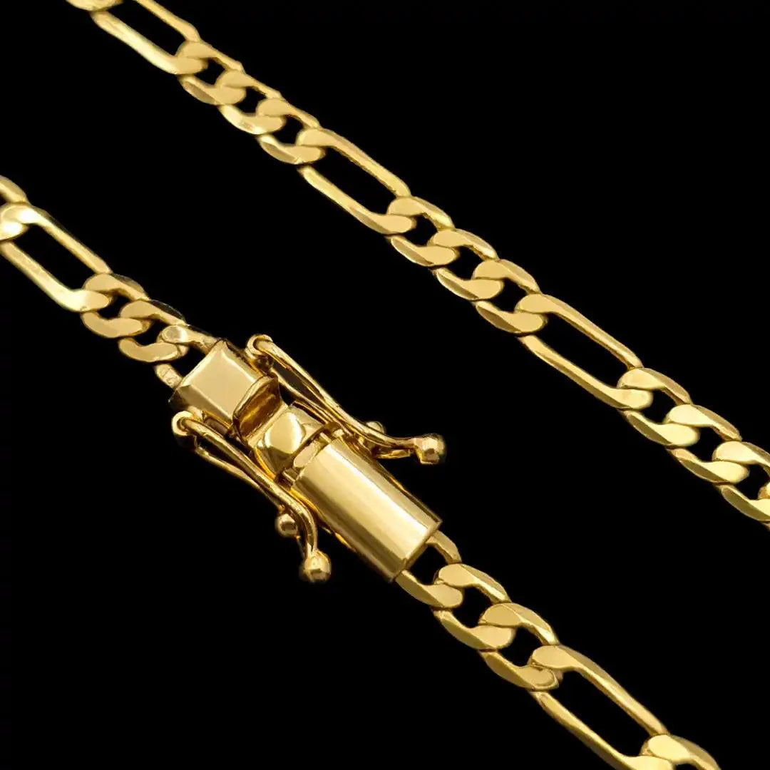 Corrente 3x1 Fígaro 4mm Banhado a Ouro 24k