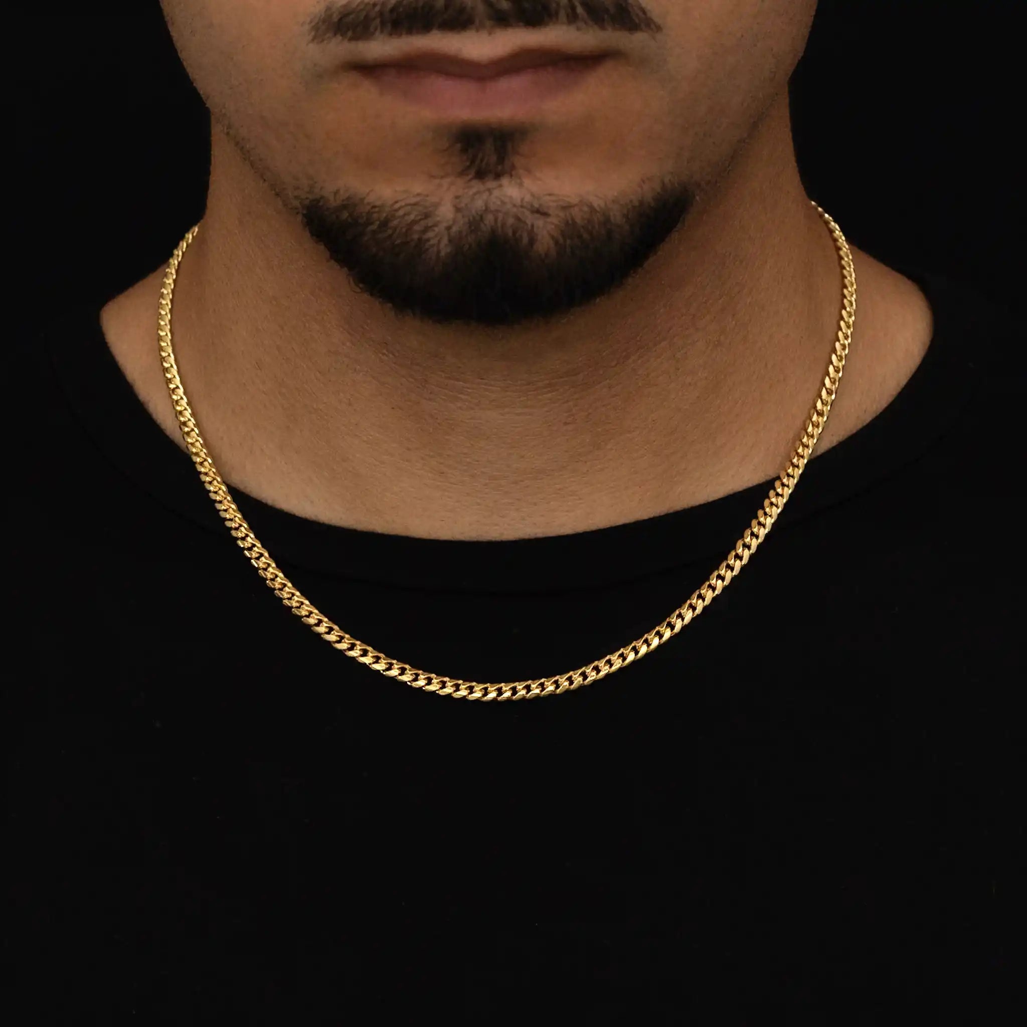 Corrente Cuban 4mm banhado a ouro 24k
