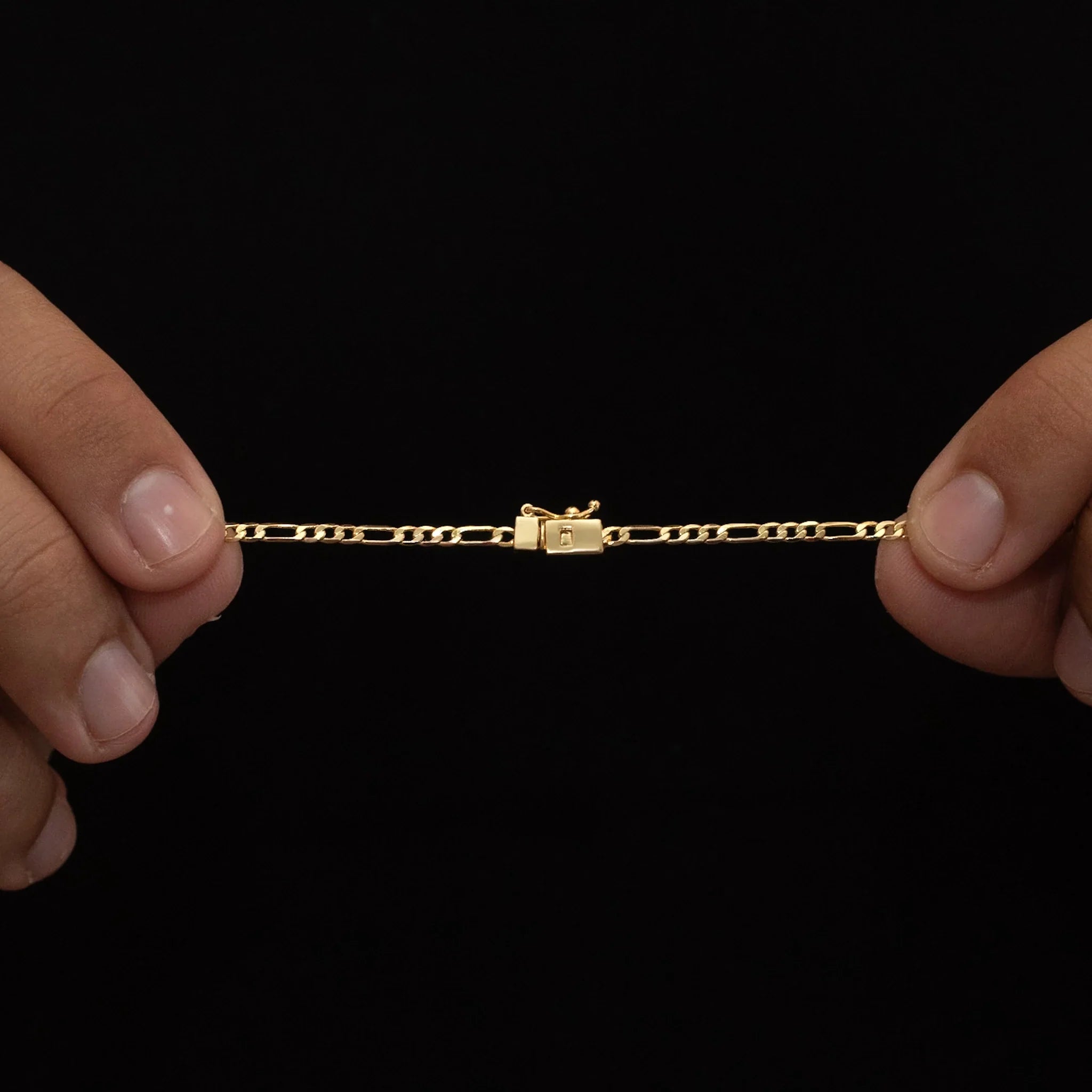 Corrente Fígaro 3mm Banhado a Ouro 24k