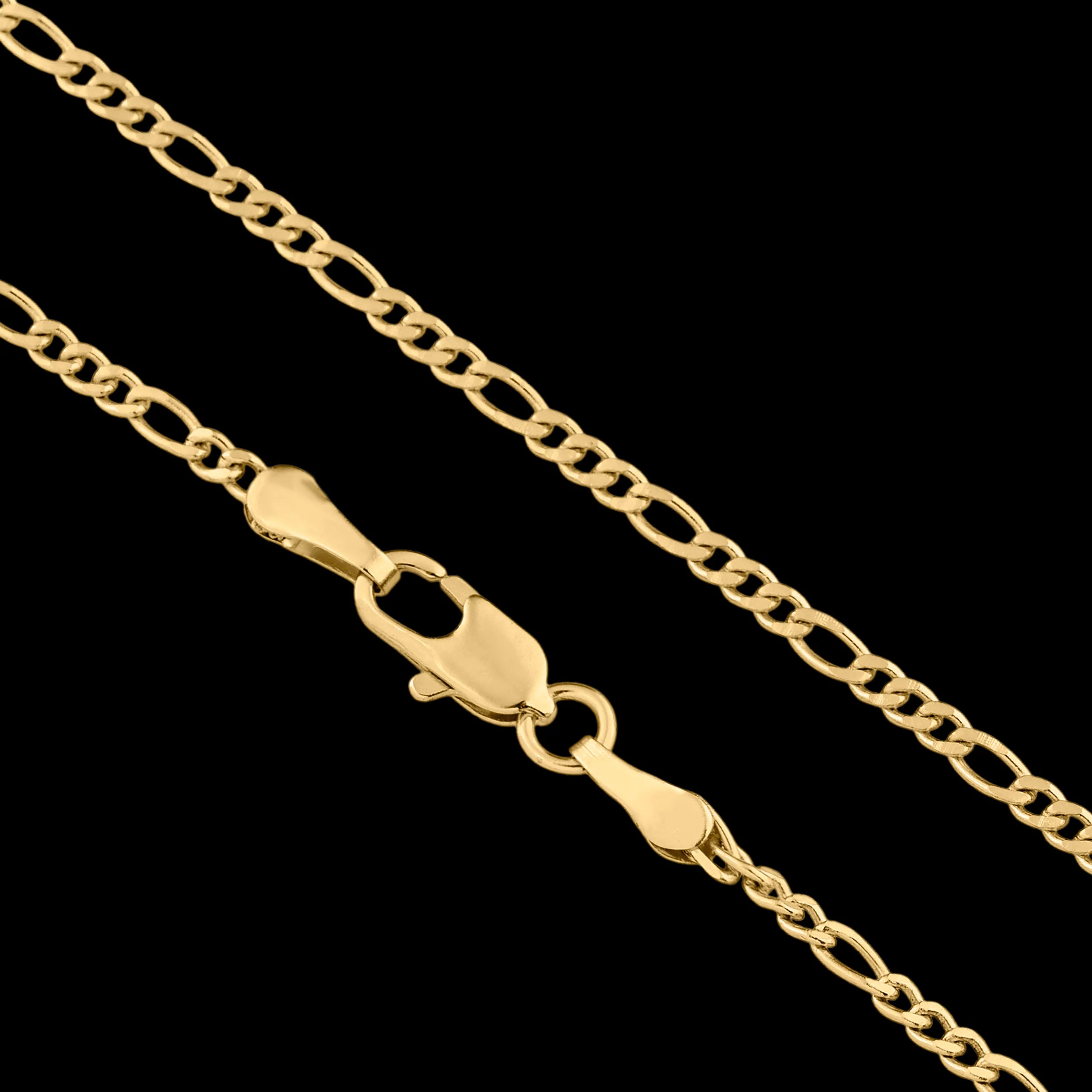 Corrente Fígaro 3x1 2mm Banhado a Ouro 24k