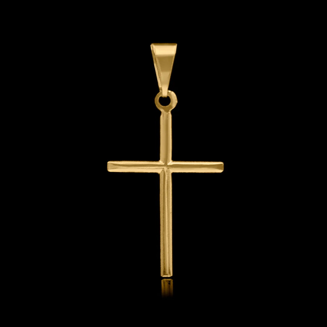 Pingente Cruz Lisa P Banhado a Ouro 24k