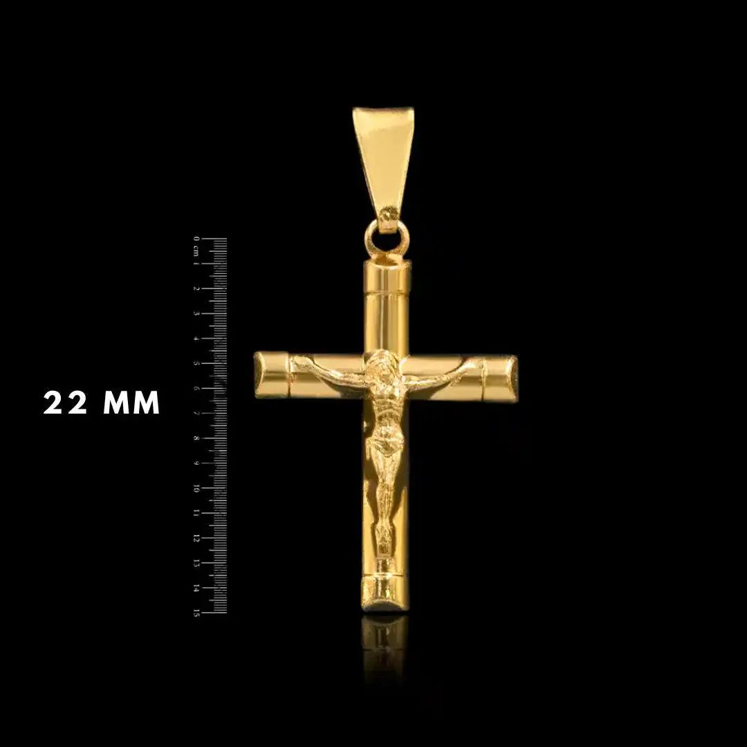 Pingente Cruz com Jesus Banhado a Ouro 24k