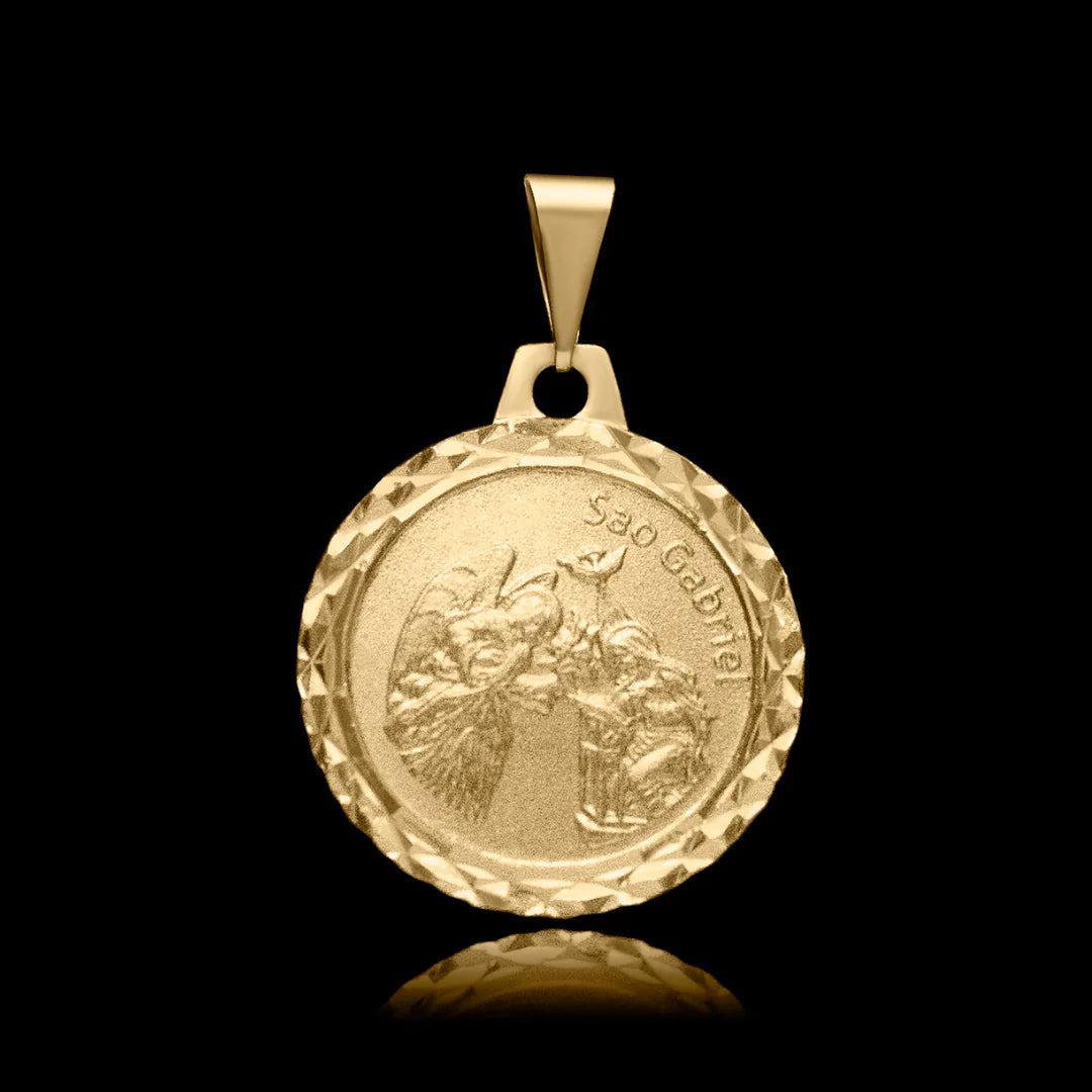 Pingente São Gabriel Arcanjo 18mm Banhado a Ouro 24k