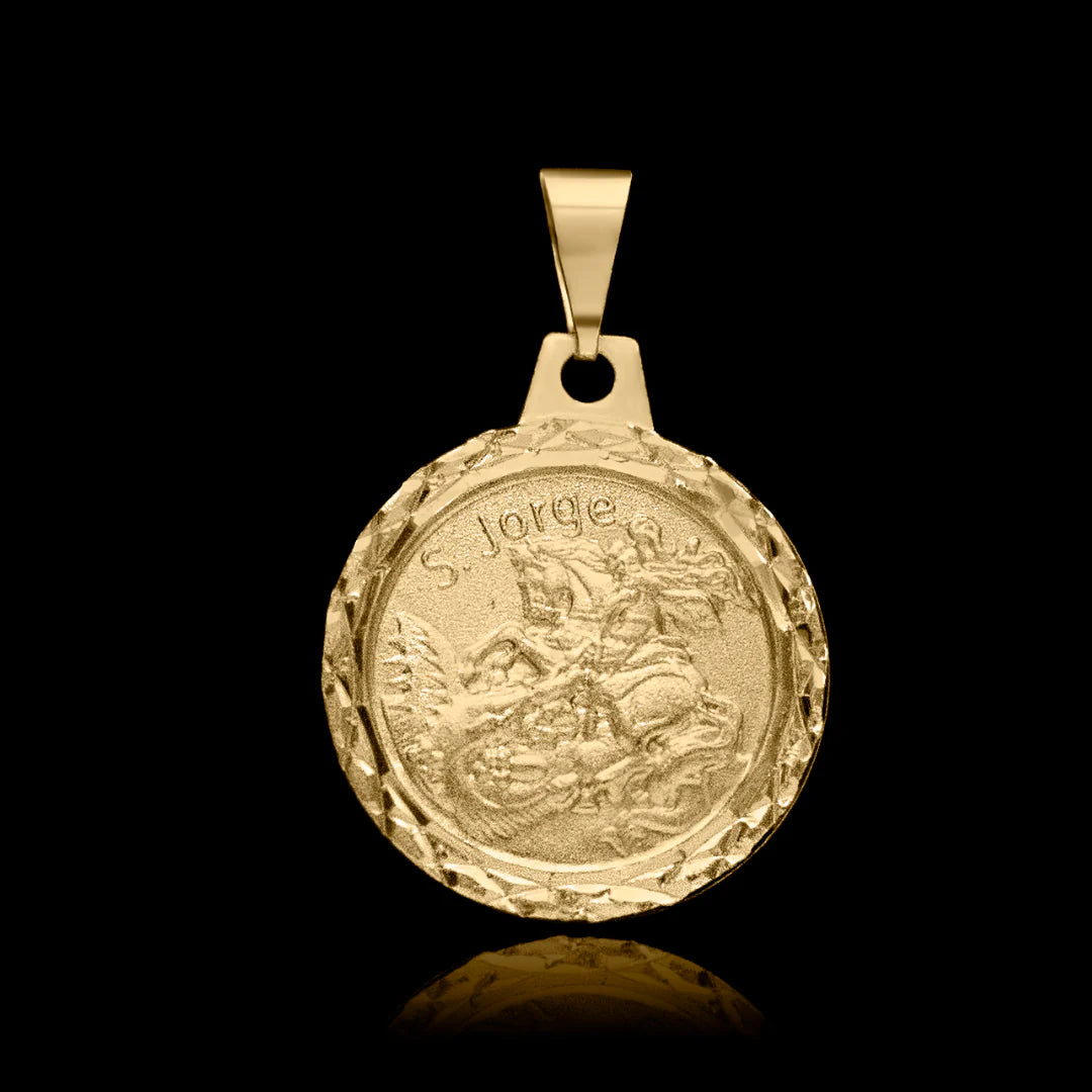 Pingente São Jorge 18mm Banhado a Ouro 24k