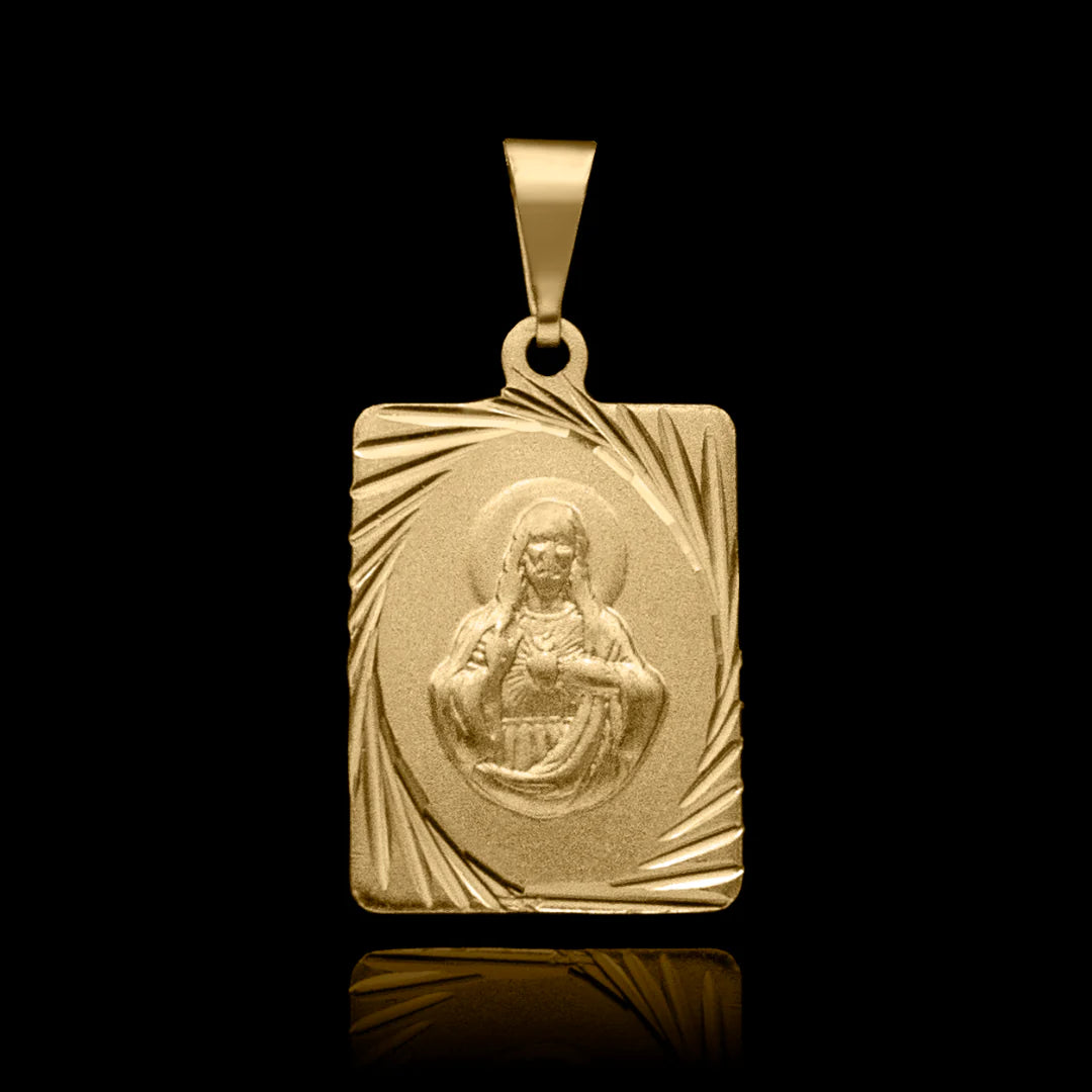 Pingente Placa Jesus Cristo Banhado a Ouro 24k