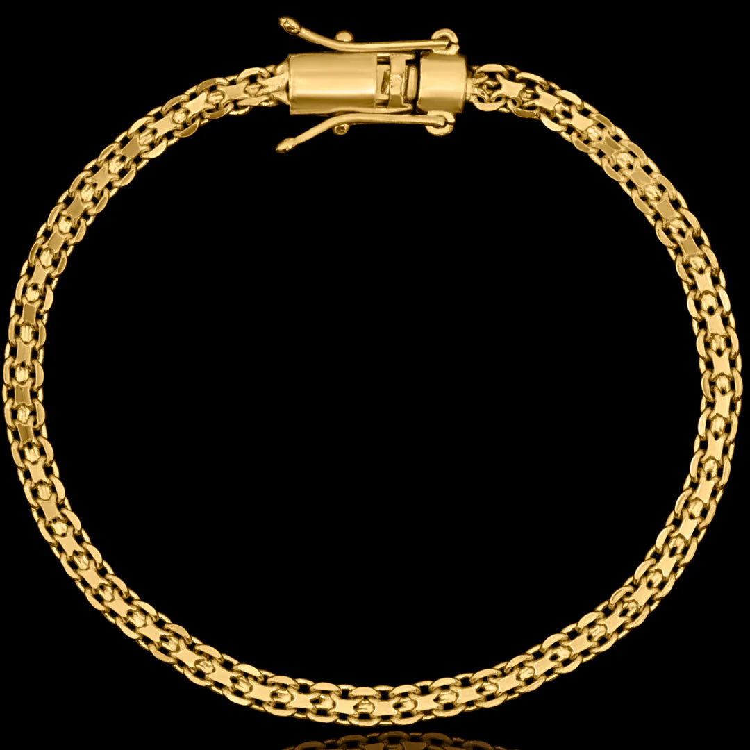 Pulseira Cadeado Duplo 3,5mm Banhado a Ouro 24k