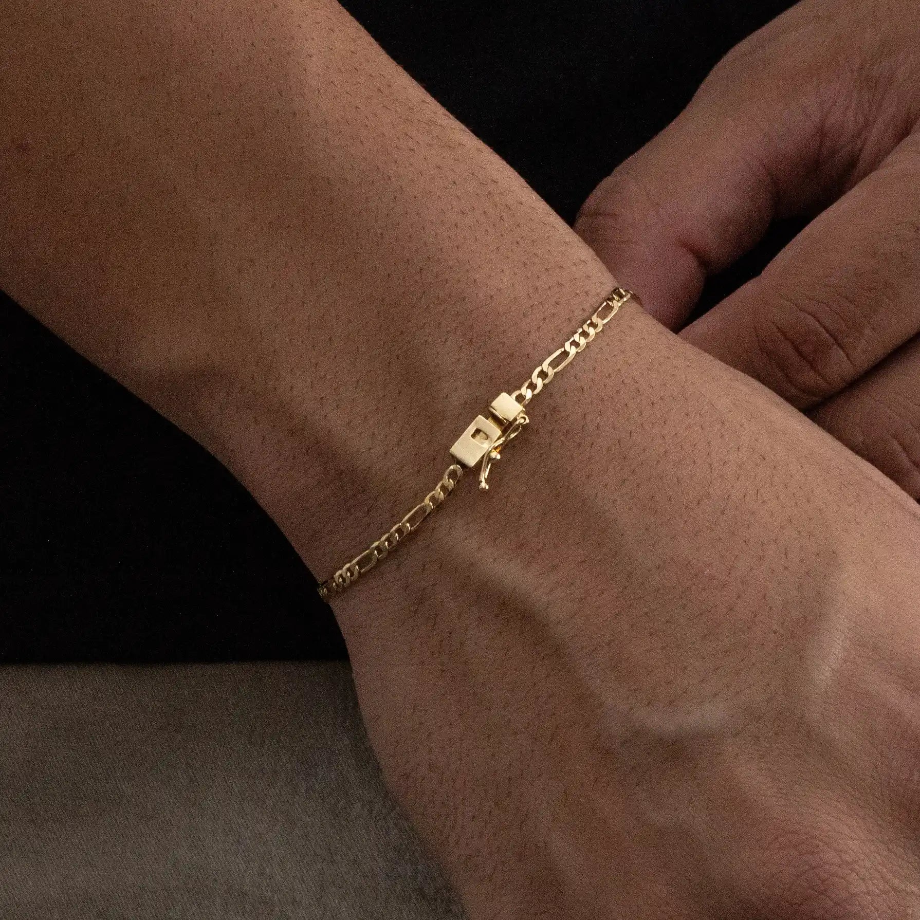 Pulseira Fígaro 3x1 3mm Banhado a Ouro 24k