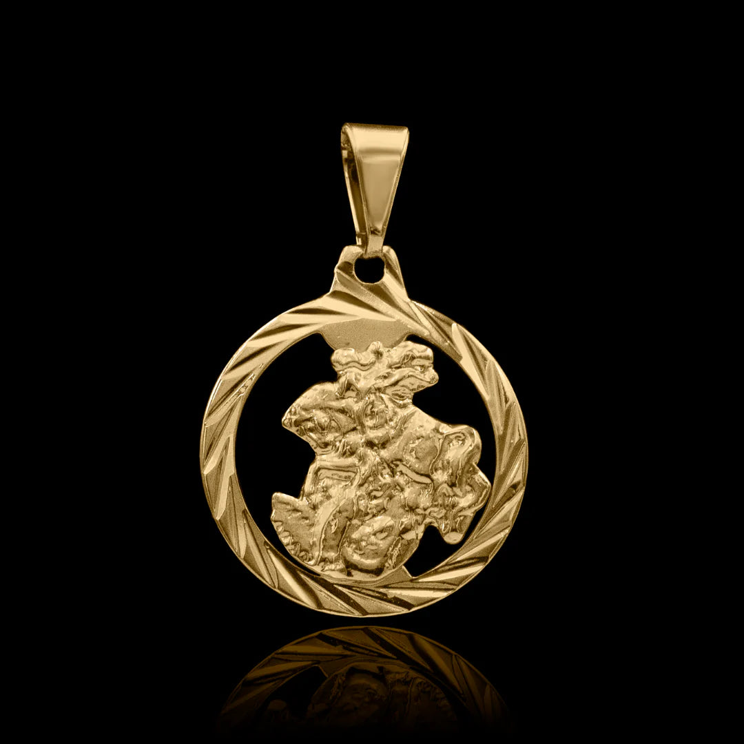 Pingente São Jorge detalhado 20mm Banhado a Ouro 24k