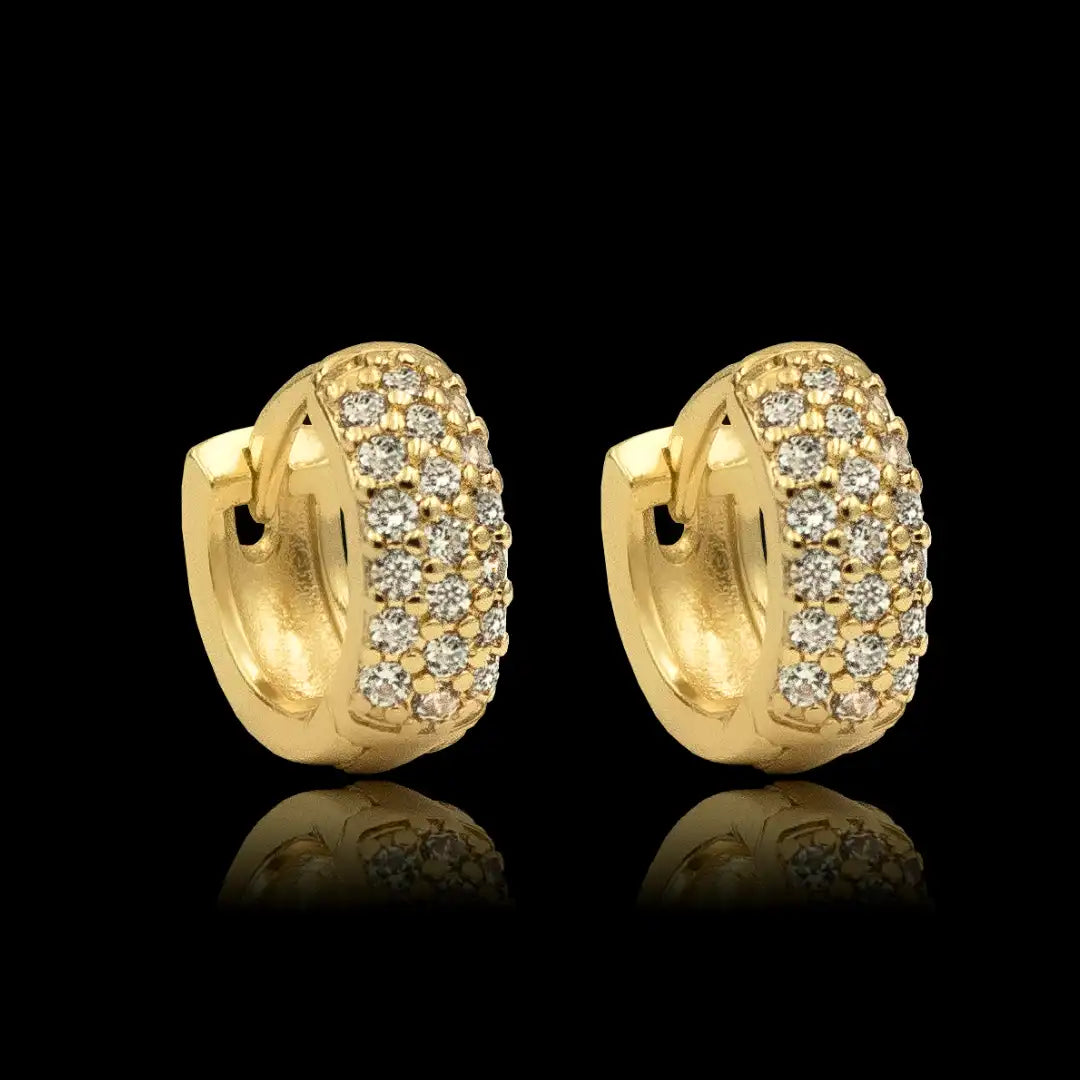 Argolas cravejadas Round 12mm Banhado a Ouro 24k