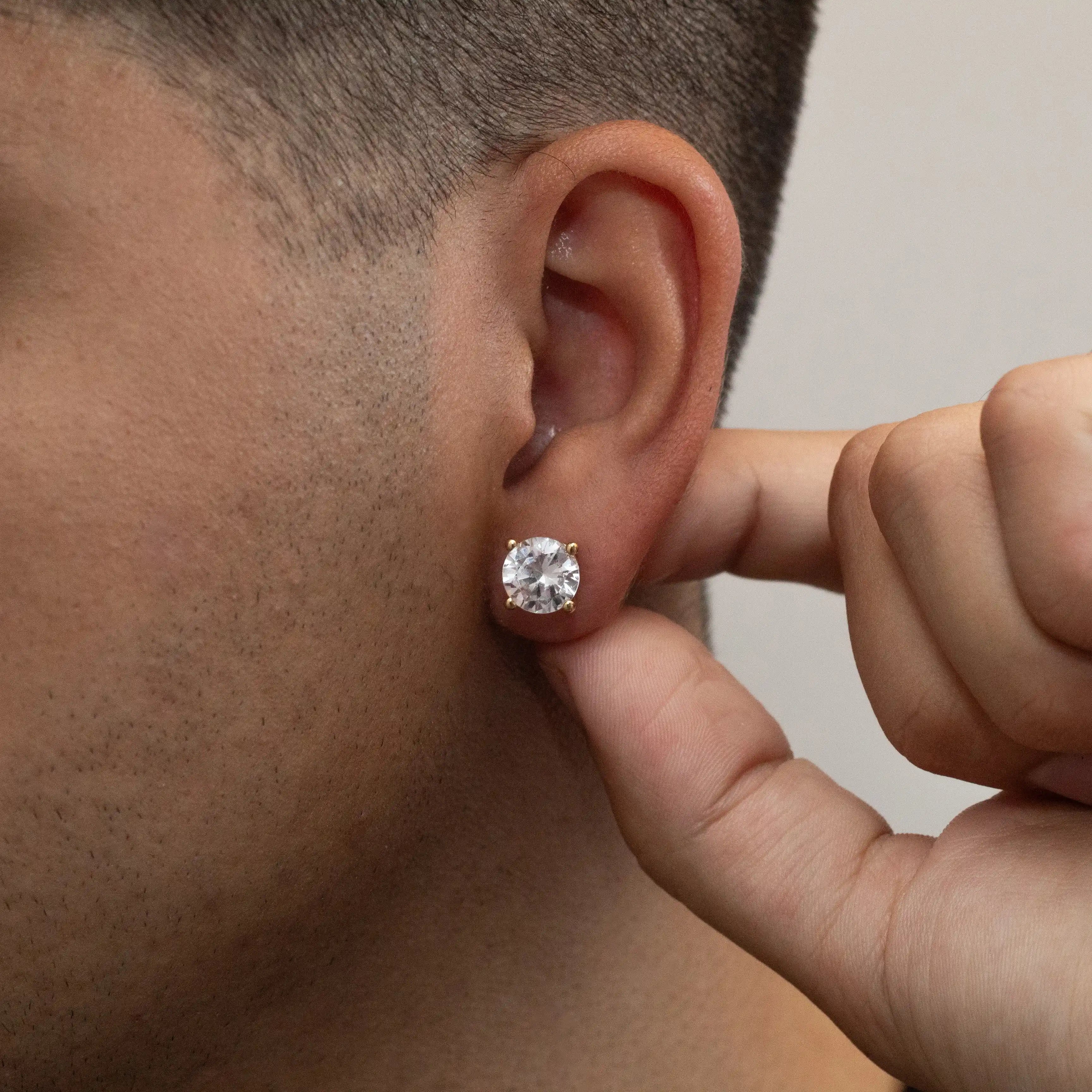 Brincos Zircônia 10mm Banhado a Ouro 24k