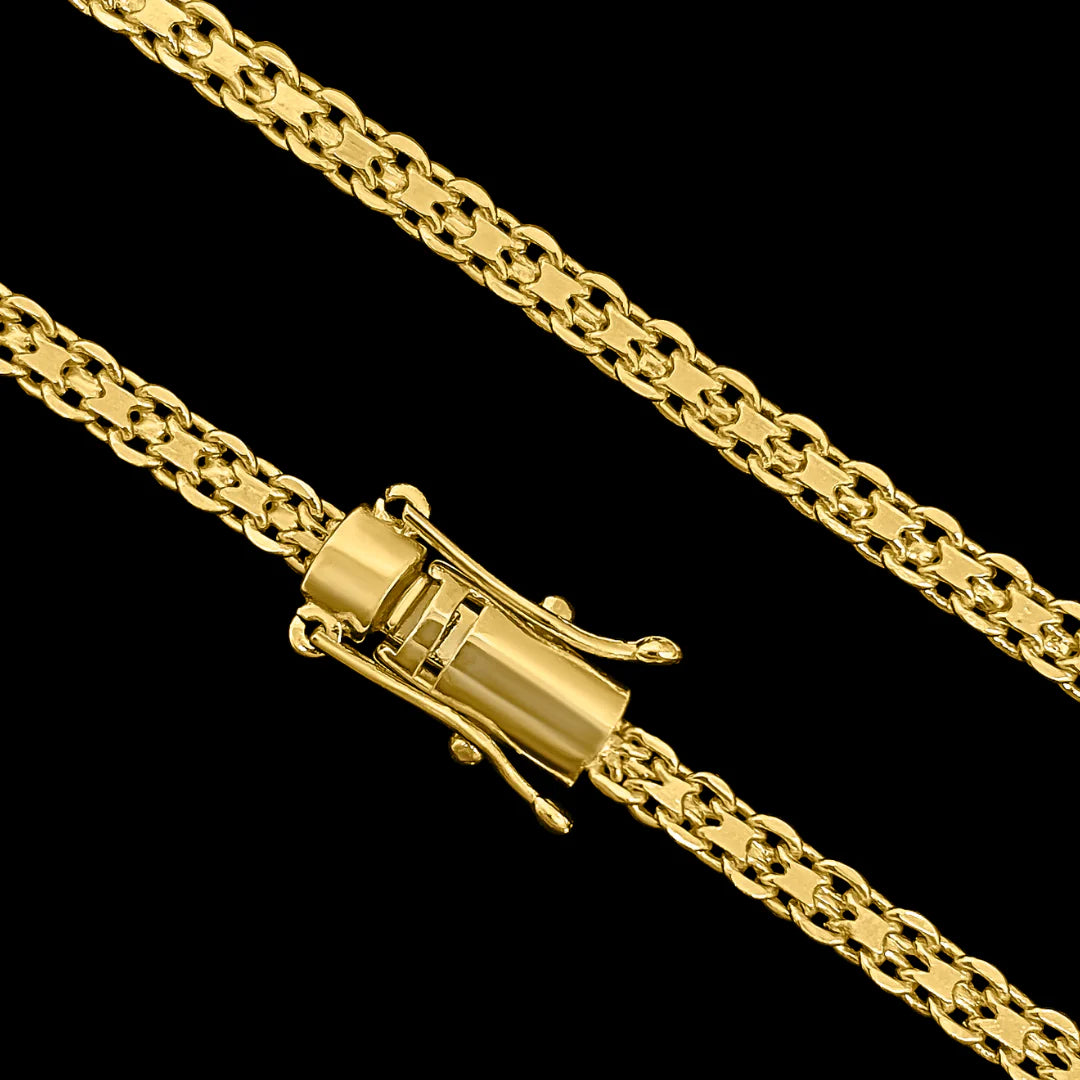 Corrente Cadeado Duplo 3,5mm Banhado a Ouro 24k