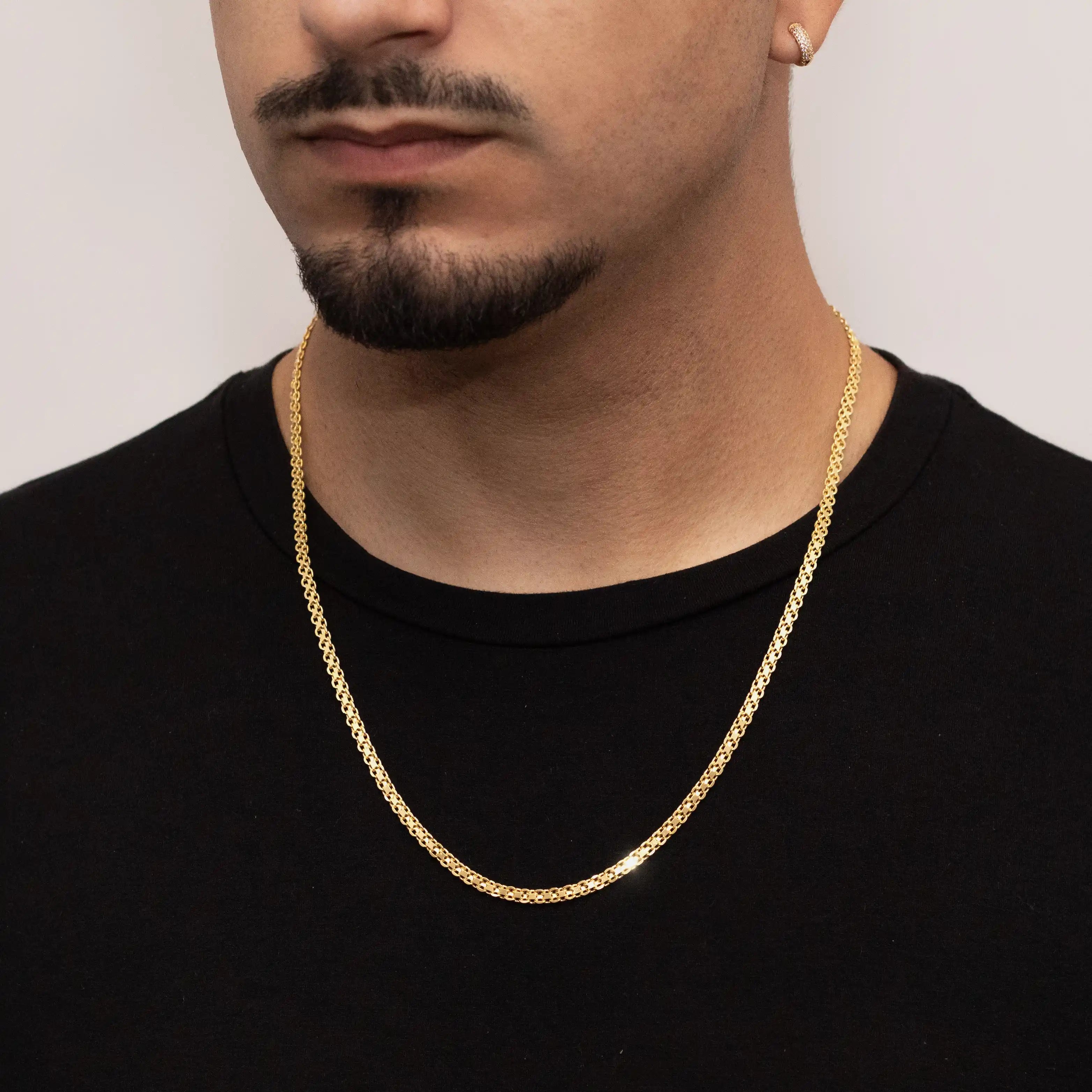 Corrente Cadeado Duplo 3,5mm Banhado a Ouro 24k