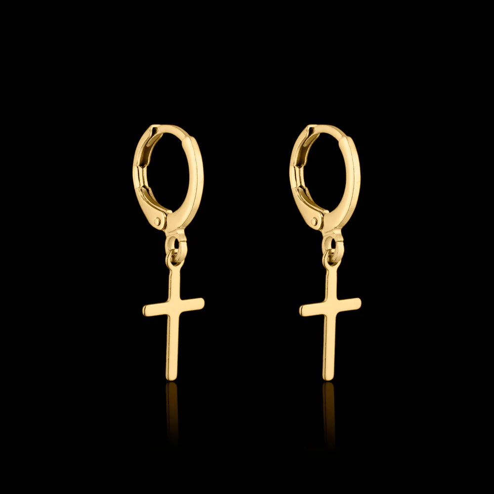 Brincos Argola com Cruz Banhado a Ouro 24k