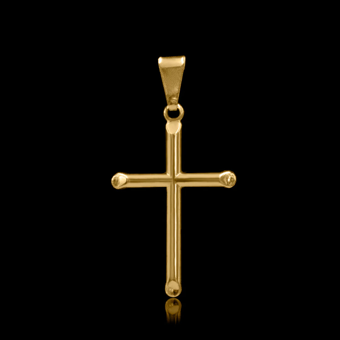 Pingente Cruz Lisa Banhado a Ouro 24k