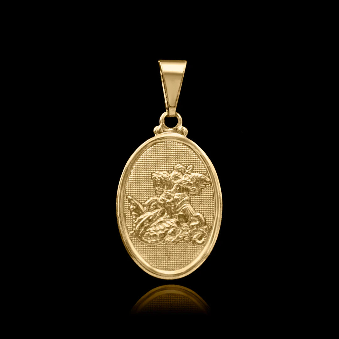 Pingente São Jorge Oval Banhado a Ouro 24k