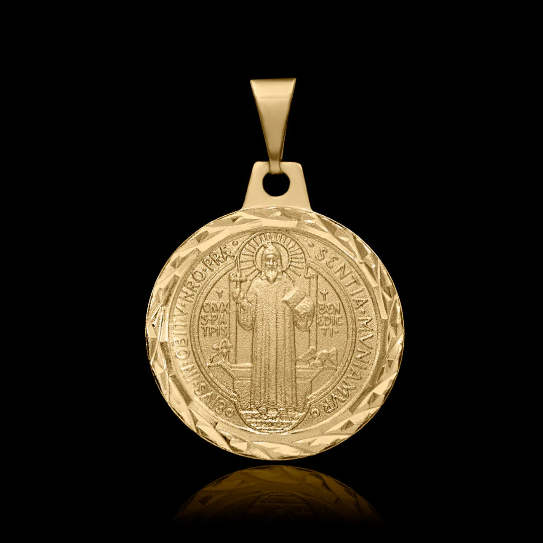 Pingente São Bento 18mm Banhado a Ouro 24k