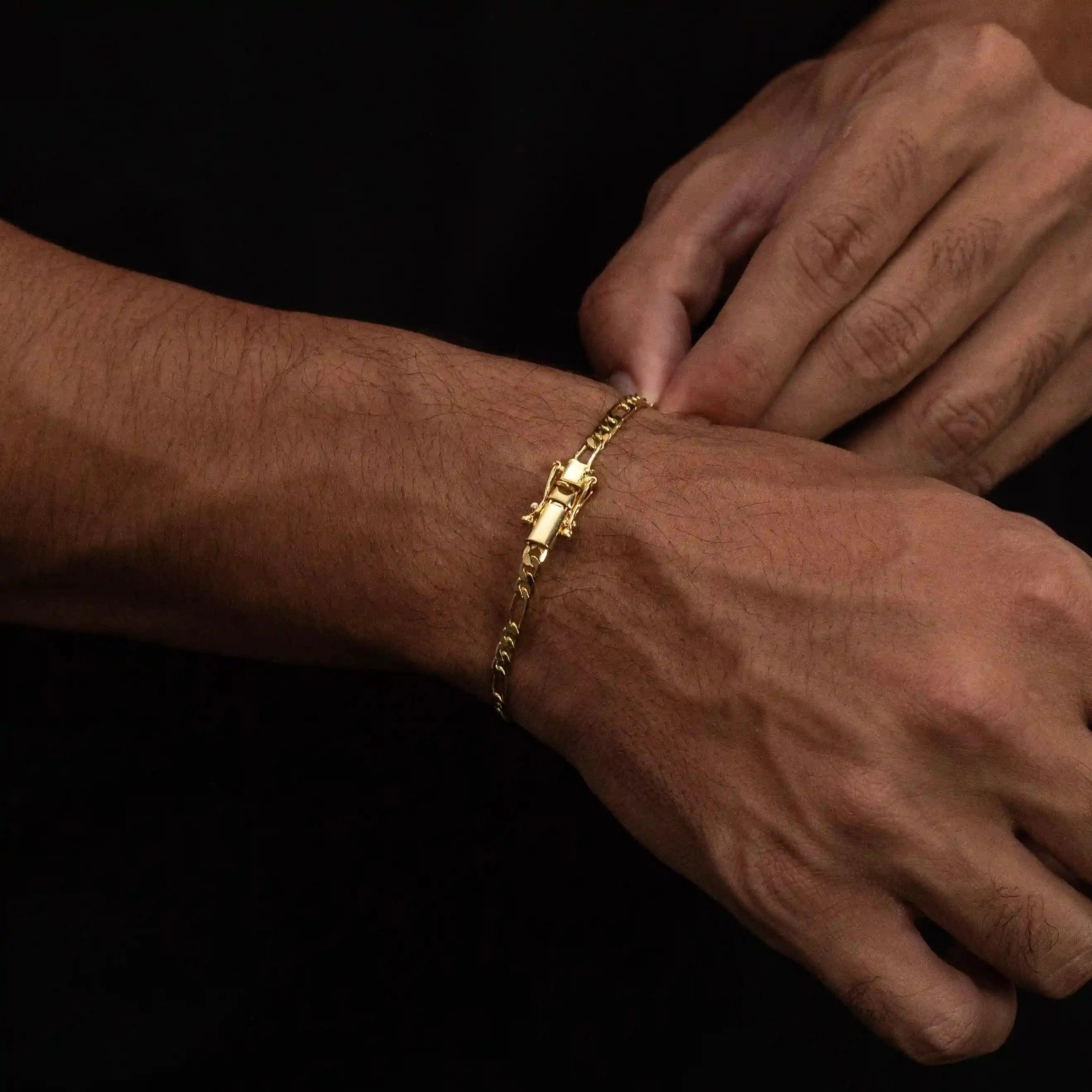 Pulseira 3 por 1 Fígaro 4mm Banhado a Ouro 24k