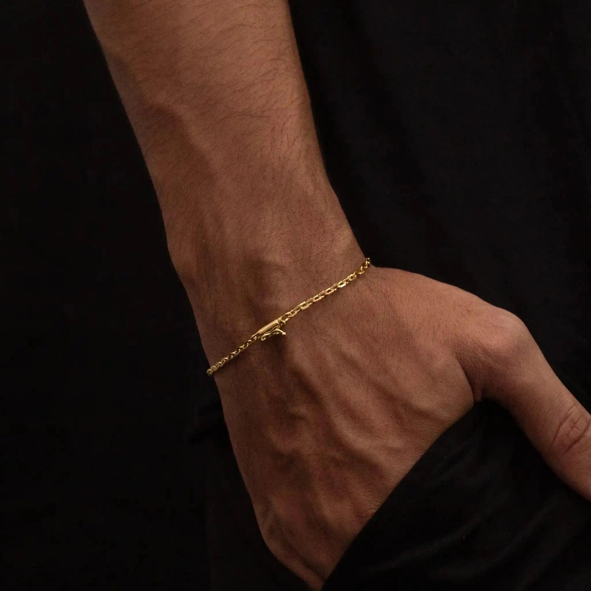 Pulseira masculina cartier cadeado 2,5mm banhado a ouro 24k