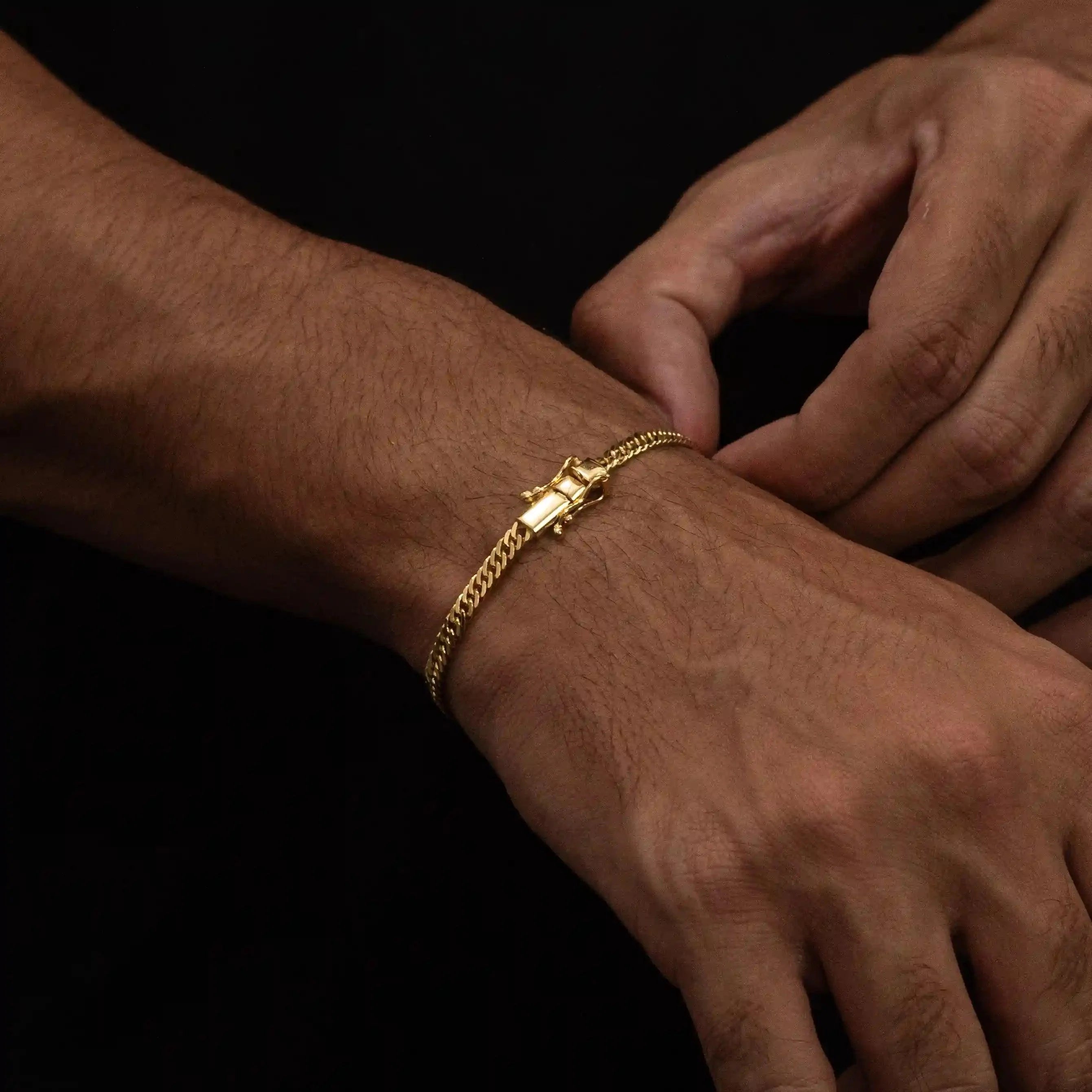 Pulseira Grumet Dupla 4mm Banhado a Ouro 24k