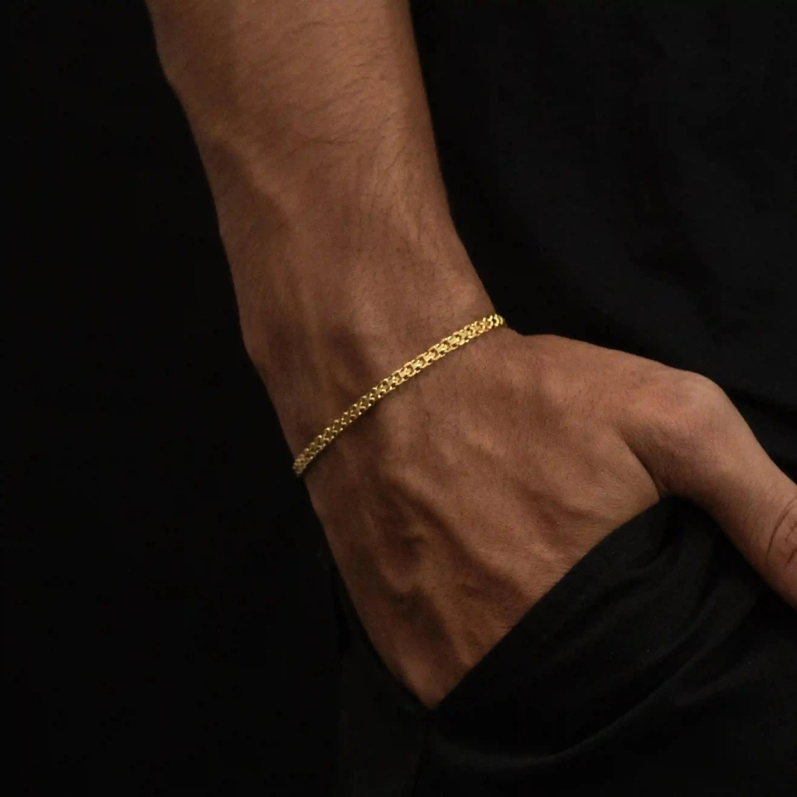 Pulseira Cadeado Duplo 3,5mm Banhado a Ouro 24k