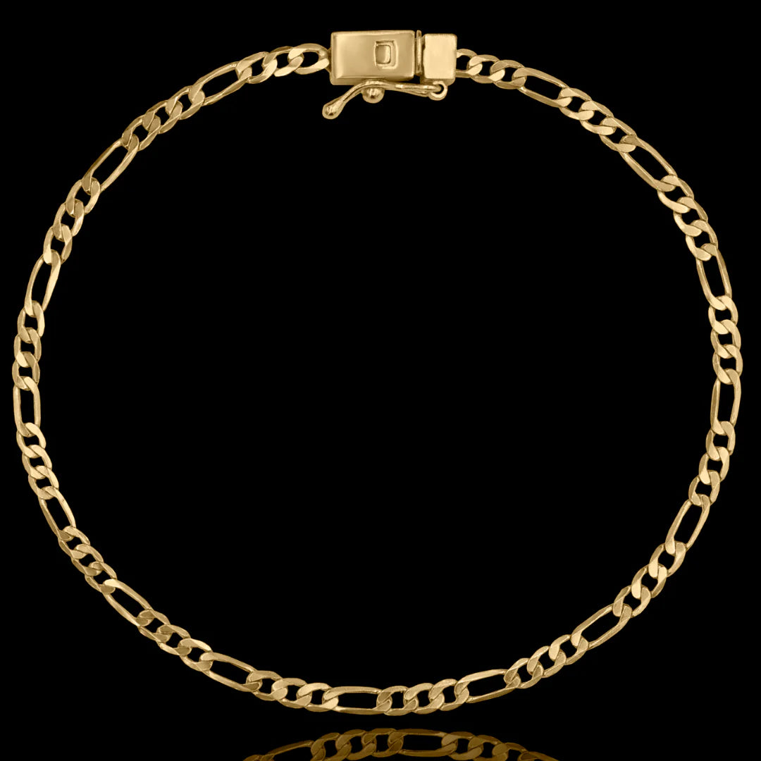 Pulseira Fígaro 3x1 3mm Banhado a Ouro 24k