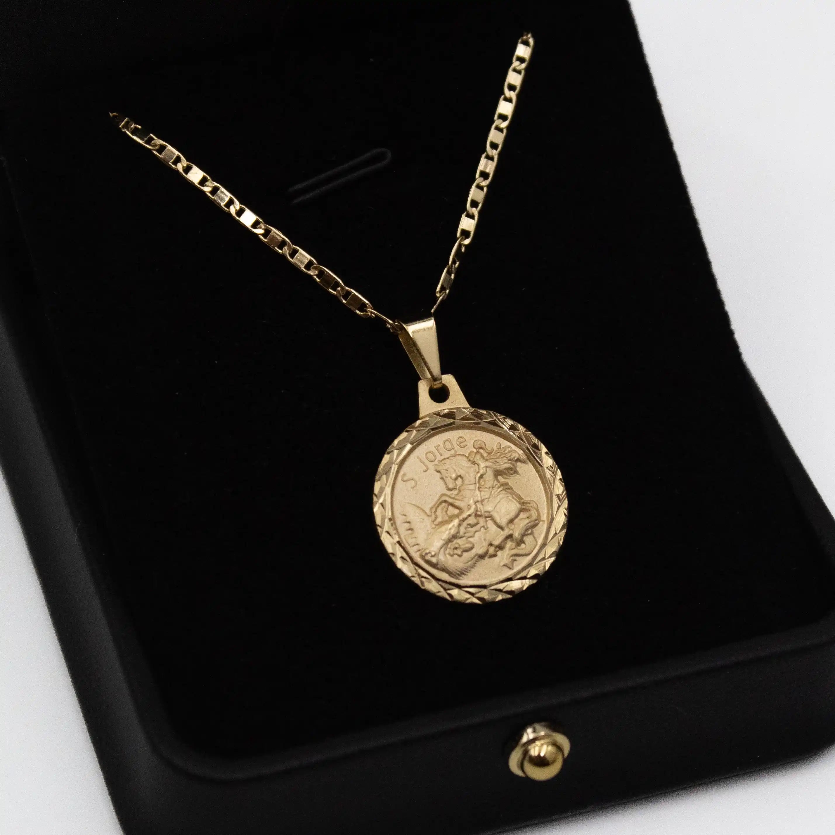 Pingente São Jorge 18mm Banhado a Ouro 24k